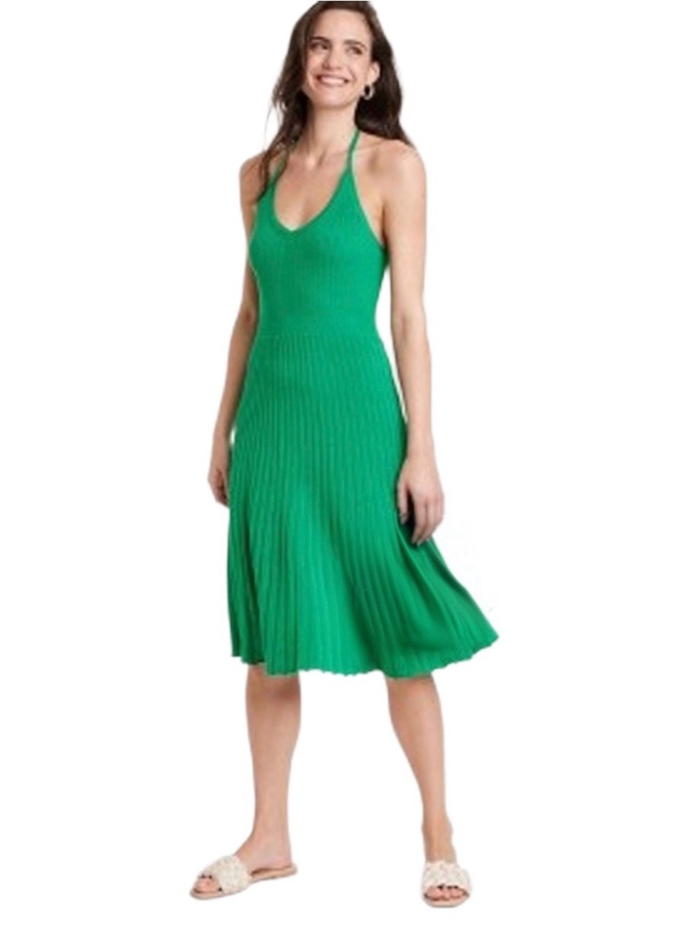 NWT New Day Knit Ribbed Green Halter Tie Neck - Size XL (14/16)